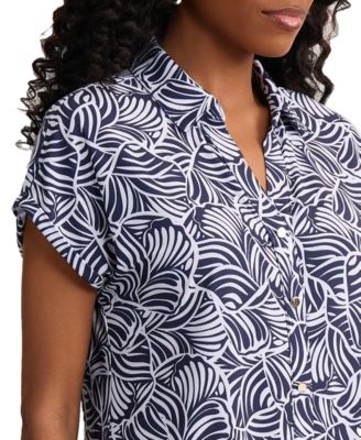 Women's Extended Shoulder Button-Front Top
