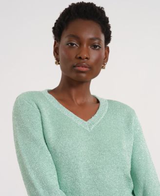Women's Long-Sleeve V-Neck Knitted Sweater