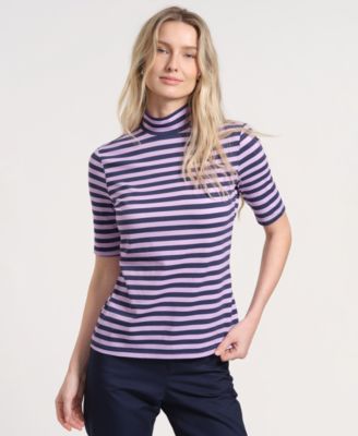 Women's Short-Sleeve Turtle Neck Knitted Top