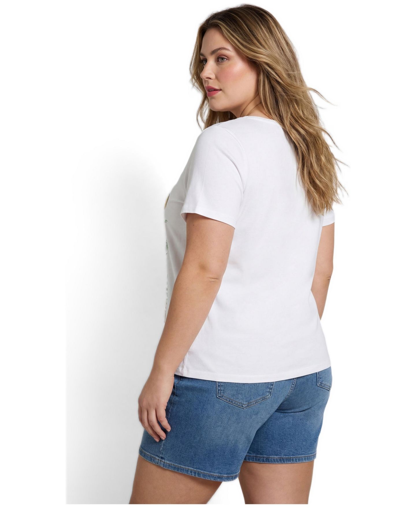 Женская футболка Avenue Plus Size Scoop Neck Tee Graphic, цвет: Белый — фото 3