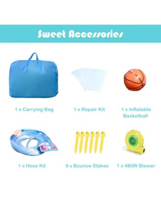 6-in-1 Inflatable Bounce House with Climbing Wall & Basketball Hoop, Blower Included