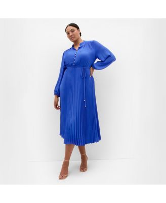 Women's Halle Long Sleeve Pleat Dress