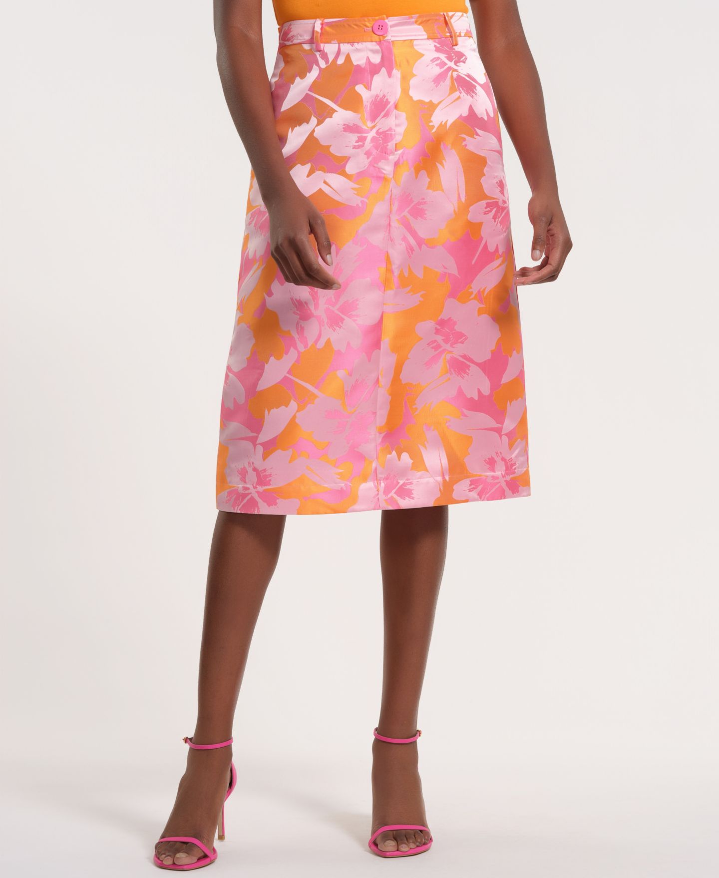 Женская юбка Isaac Mizrahi Pull-On Midi Floral, цвет: Bold Brocade — фото 1