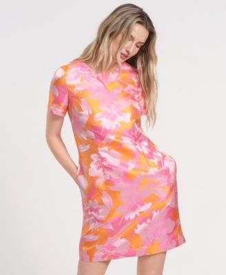 Women's Short-Sleeve Mini Floral Dress