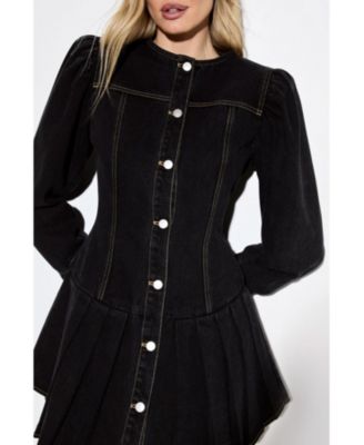 Women's Premium Denim Balloon Sleeve Dress