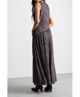 Women's Printed Chiffon Tiered Maxi Dress