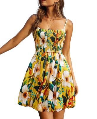 Women's Square-Neck Sleeveless Woven Mini Dress with Bubble Hem