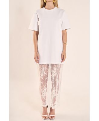Women's Mixed Media Lace T-Shirt Dress