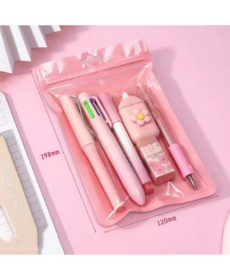 6Pcs Student Stationery Set with 6-Color Ballpoint Pens, Markers, Gel Pens, Pencils, Erasers, Correction Tape for Art Events, School