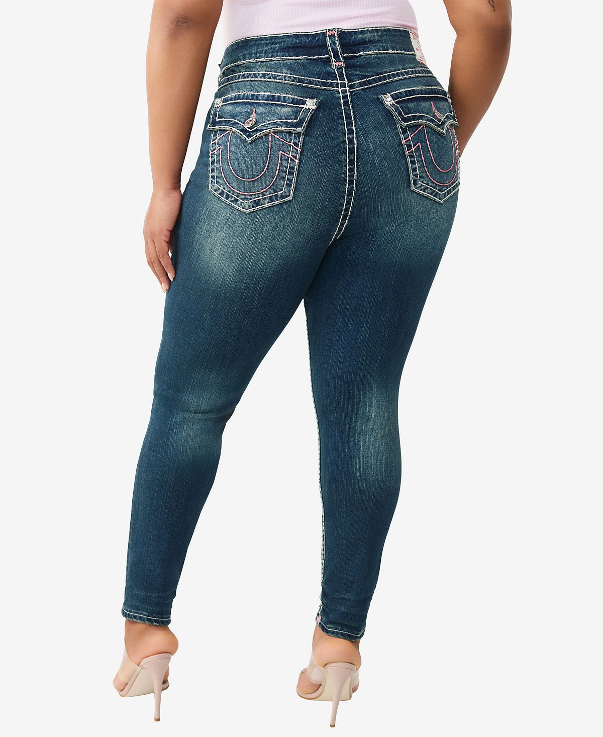 True Religion Plus Size Jennie Mid-Rise Skinny Super T-Flap Jeans view 3 — MAYCSS fashion products