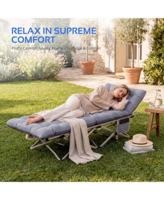 Folding Camping Cot with Removable Cotton Mattress for Office, Home and Beach, 600 lbs