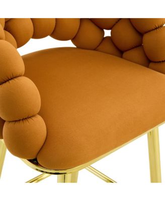Streamdale Set of 2 Orange Velvet Bubble Bar Stools with Gold Legs