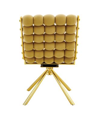 Streamdale Set of 2 Yellow Puffy Bubble Chair Ball Chain Chair Velvet Dining Chairs