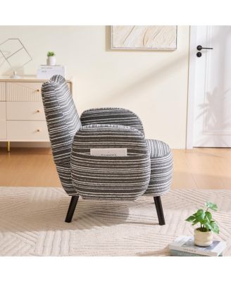 Modern armchair with fabric, storage, solid wood legs, reading chair