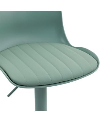 Streamdale Bar Stools Set of 2 - Adjustable Swivel PU Leather Kitchen Island Chairs - Mint Green