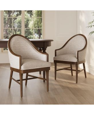 Twill Upholstered Rubber Wood Dining Chair (Set of 2