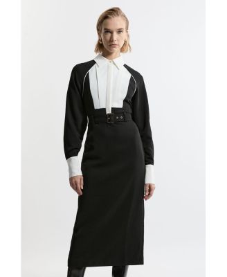 Women's Twill Collared Woven Midi Dress