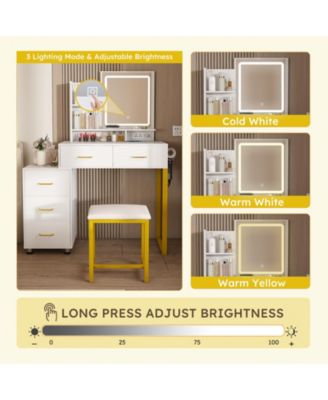 Stylish Coffee Table with 2 Drawers White Finish Modern Living Room Center Table with Storage