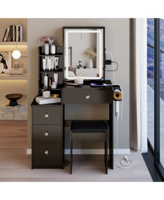 Small Size Left Bedside Cabinet Vanity Table with Storage Compartment for Bedroom