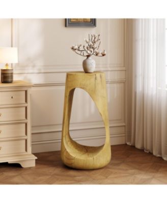 Outdoor Side Table, Hollow Design End Table, Decorative Accent Table