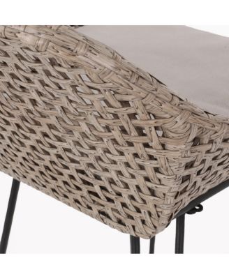 Streamdale Wicker Barstools with Metal Hairpin Legs and Cushions (Set of 2