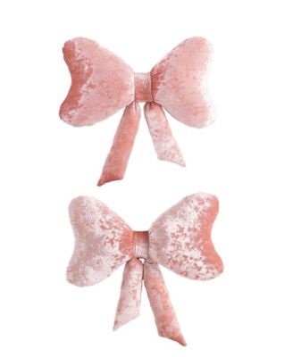 Velvet Bow Novelty Decorative Pillow, 18" X 18"