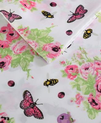 Queen Bee Floral Bouquet Satin 3-Pc. Duvet Cover Set, King