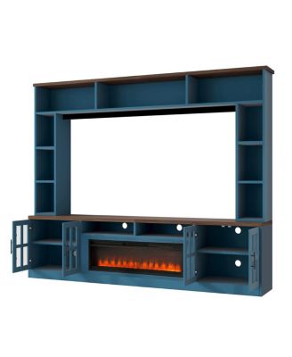  Entertainment Center with Bookshelves & Electric Fireplace for TVs up to 80