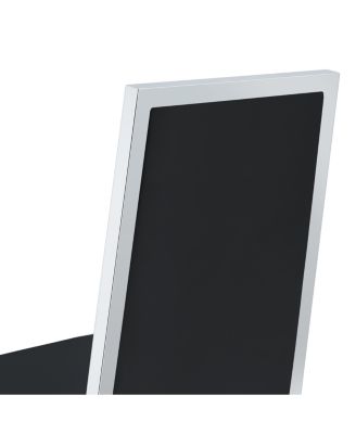 2-pack Black PU dining chairs with silver metal legs.