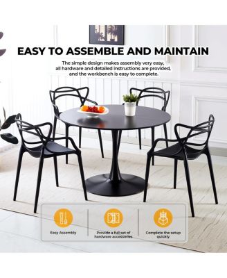 Streamdale 42.1" Black Tulip Dining Table (Seats 4-6) - Round MDF Top, Pedestal Base