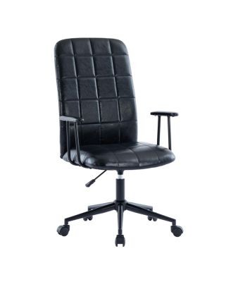 Streamdale Antique Black PU leather office chair, 2-set, high back, adjustable, swivel.