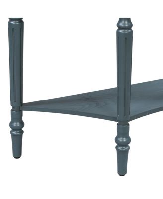 Farmhouse Navy Half Moon Console Table with Drawer & Shelf