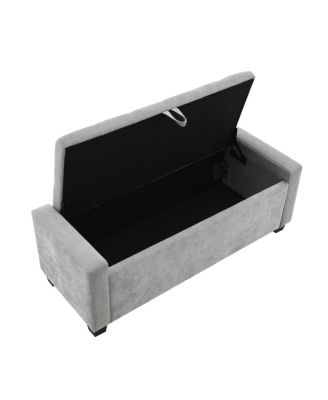48" Storage Ottoman Bench with Safety Hinge, Upholstered Entryway Seating