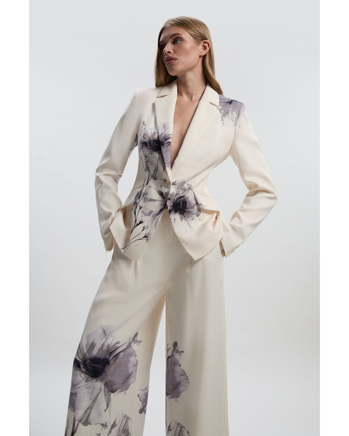 Женский пиджак Karen Millen Floral Crepe Single Breasted Blazer, цвет: Разноцветный — фото 5