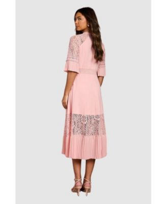 Women's Lace Insert Midi Dress
