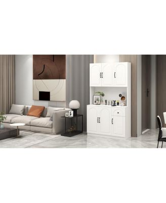 Kitchen Pantry Storage Cabinet with Microwave Oven Countertop