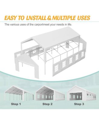 Carport Canopy 16x32 Heavy Duty Metal Carport Garage Outdoor Shelter