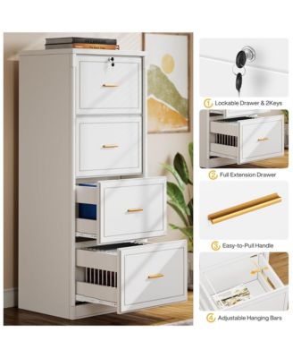 4-Drawer File Cabinet with Lock - Large Vertical Storage Cabinet with Adjustable Rails for A4/F4/Letter/Legal Size Files, for Home Office