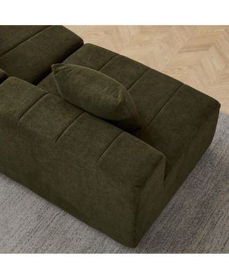  Chenille Curved Sectional Sofa with 8 Pillows and Modular Seats