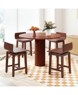 Swivel Dining Chair Set of 4 Farmhouse Wooden Kitchen Chairs Armless Side Chairs