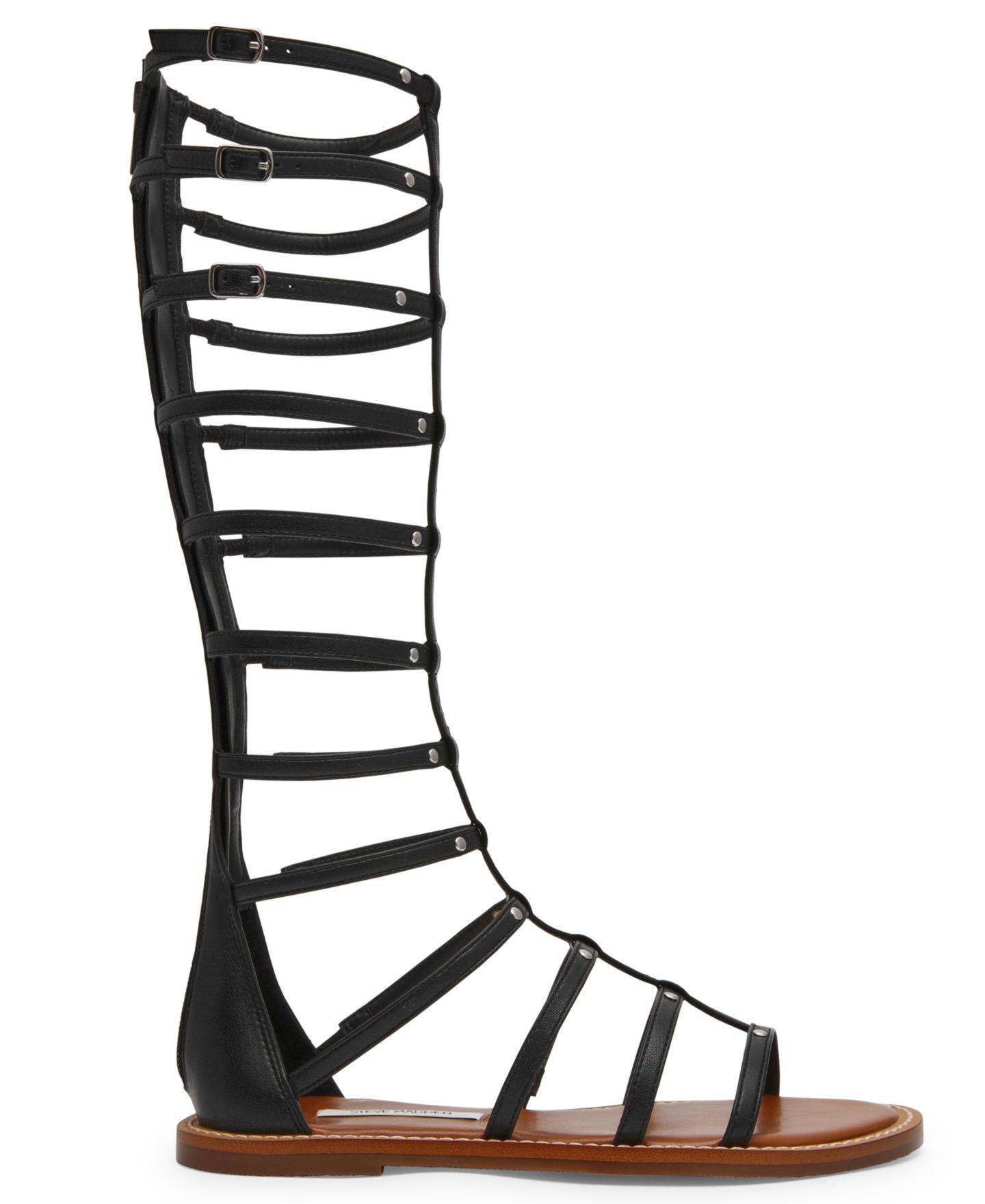 Женские сандалии Steve Madden Gladius Knee-High Strappy Round Toe Gladiator, цвет: Чёрный — фото 2