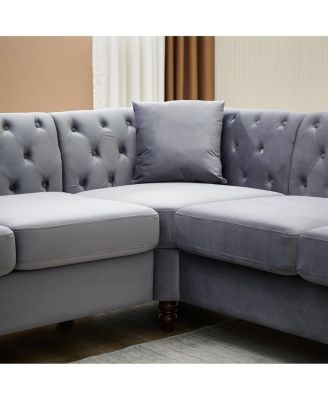 83.5" Oversized L-Shaped Sectional Sofa, 5-Seater Couch with 3 Pillows