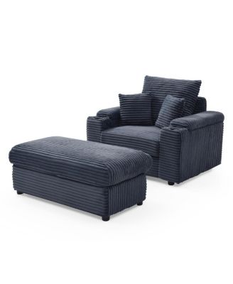 Oversized Accent Chair with Ottoman, Single Sofa Chair, Modern Comfy Armchair