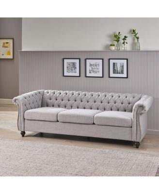 Chesterfield Velvet Sofa with Button Tufting & Nailhead Accents