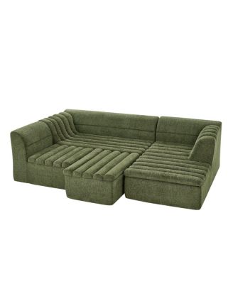 135" U-Shaped Modular Sectional Sofa with Chaise & Movable Ottoman