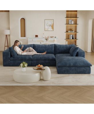 118.2" Cloud Sofa, Corduroy, Deep Seat, Removable Cushion, No Assembly