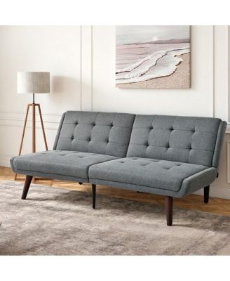 Convertible Futon Sofa Bed, 63" Sleeper Couch with Adjustable Backrest