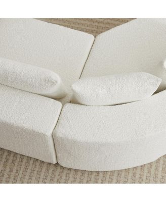 Modular chenille sofa set with 6 pillows, 4 footstools