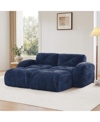 U-shaped Boneless Sofa, Soft Velvet, Tufted, High Density Sponge