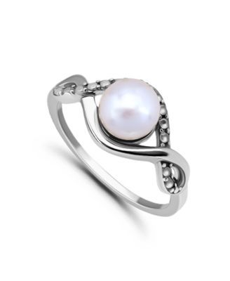 1/4 cttw Cubic Zirconia 7mm Imitation Pearl Infinity Design Band